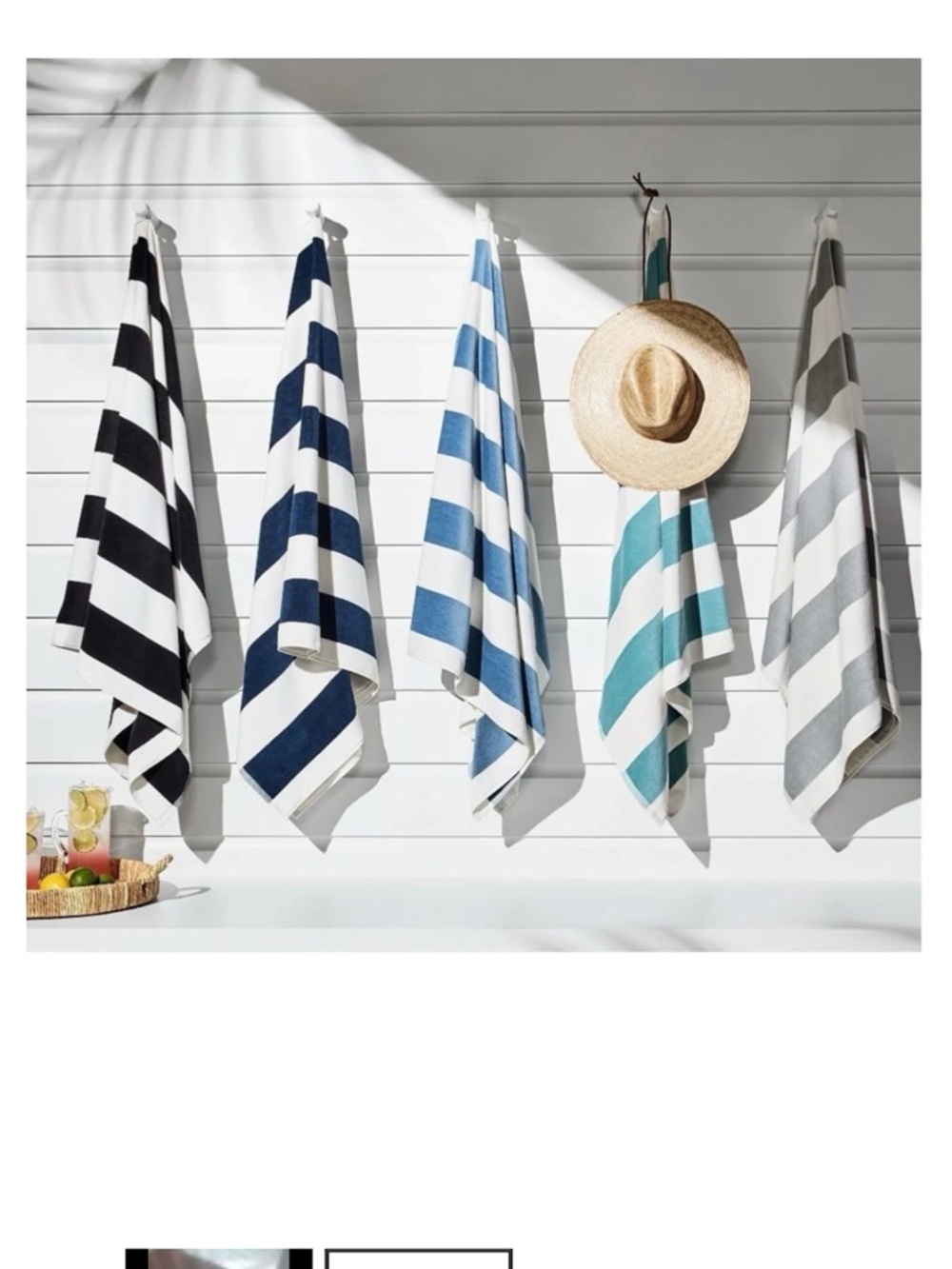 NWT Pottery Barn Awning Stripe Organic Beach Towel